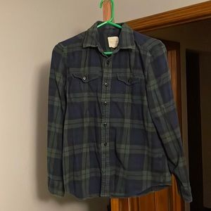 American Eagle Blue/green Flannel Shirt (Medium)